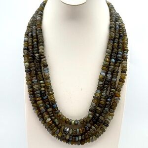 Multi-Strand Labradorite Rondelle Beaded Statement Necklace